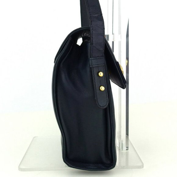 Authentic Salvatore Ferragamo shoulder bag shoes motif button leather  used